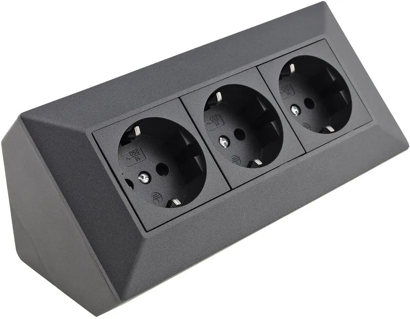 3-fach Steckdosenblock, anthrazit 250V~/ 16A, Aufbaumontage