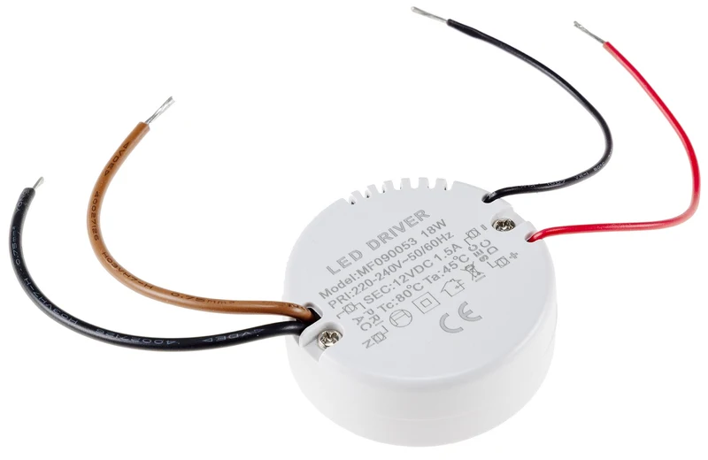 LED-Trafo "CT-18E", 0,5-18W, rund Ein 220-240V, Aus 12V= Konstantspannung