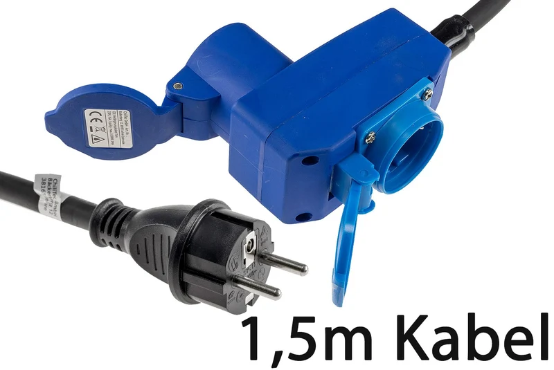 CEE Adapter auf Schutzkontakt-Stecker 230V, H07RNF 3G2,5, 1,5m Kabel