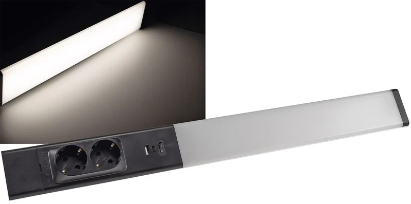 LED Unterbauleuchte "Arusha" schwarz USB A+C PD, 60cm, Licht neutralweiß