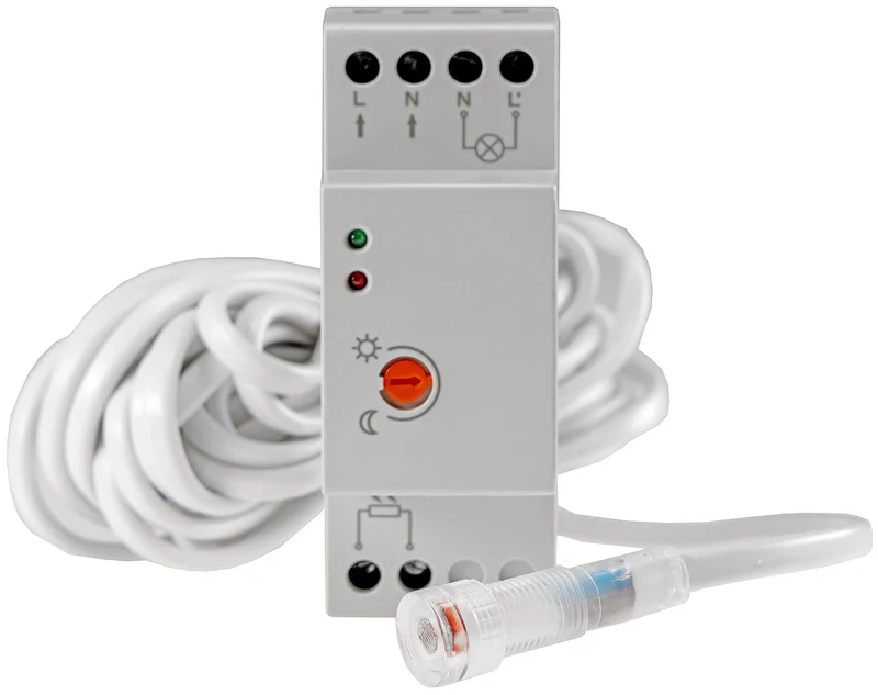 Dämmerungsschalter für Hutschiene 230V, 5m Kabel, externer Sensor IP65