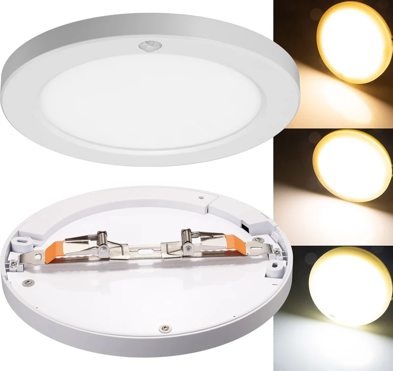 LED Deckenleuchte "BUTON" mit PIR-Sensor Ø 23cm, 18W, 3000/4000/6000k