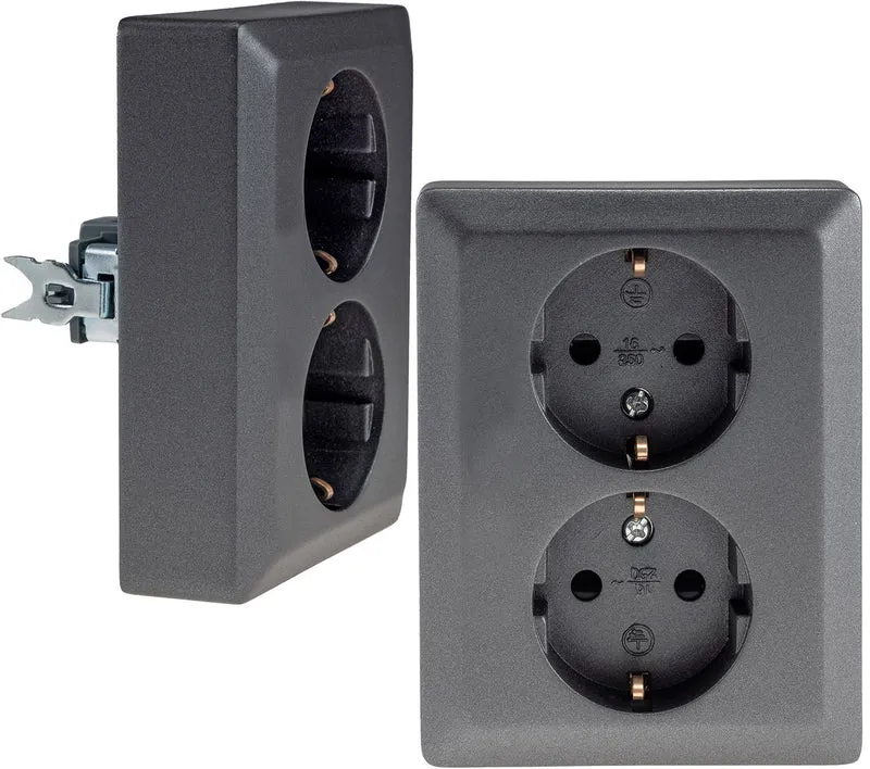 MILOS Schutzkontakt-Steckdose 2-fach 250V~/ 16A, 1x UP, anthrazit
