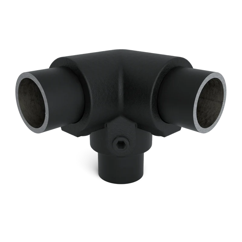 Dreiweg-Eckstück 90° schwarz 42,4 mm