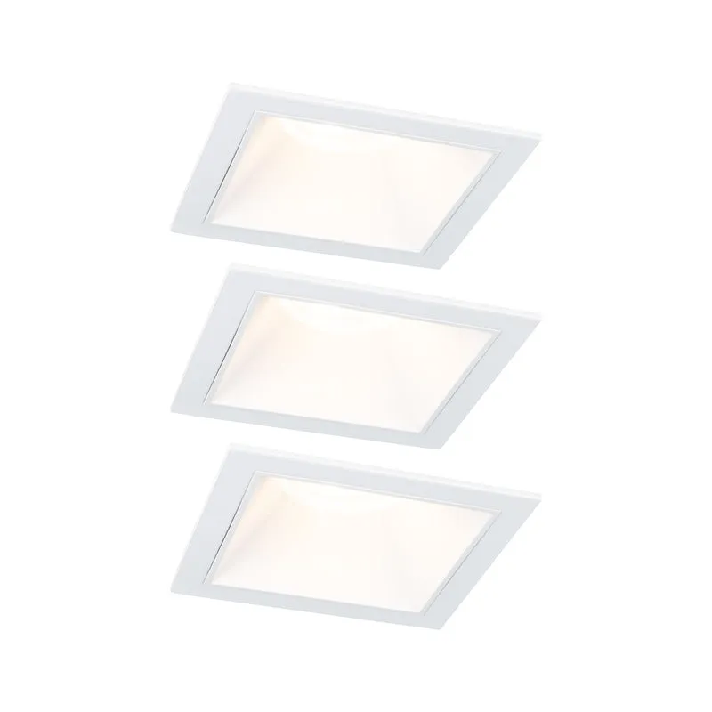 Paulmann LED Einbauleuchte Cole 3er-Set 3-Step-Dim Coin IP44 eckig 88x88mm Coin 3x6W 3x470lm 230V dimmbar 2700K Weiß