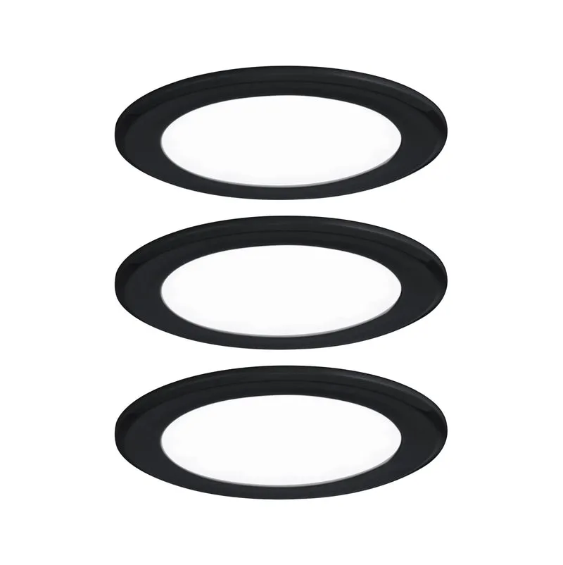Paulmann LED Möbeleinbauleuchten 3er-Set rund 65mm 3x2,5W 3x180lm 230/12V 4000K Schwarz matt