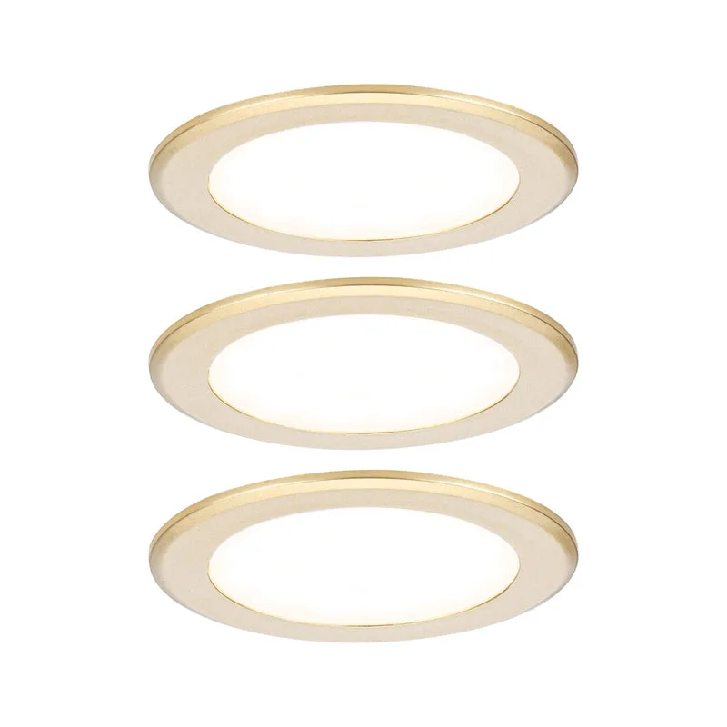 Paulmann LED Möbeleinbauleuchten 3er-Set rund 65mm 3x2,5W 3x180lm 230/12V 3000K Gold matt