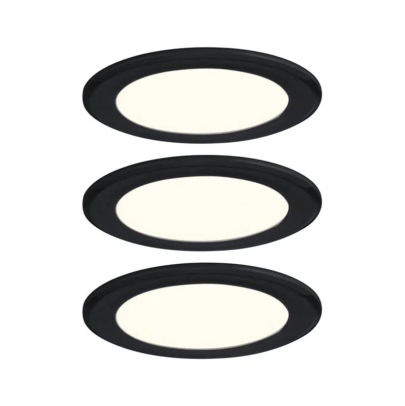 Paulmann LED Möbeleinbauleuchten 3er-Set rund 65mm 3x2,5W 3x180lm 230/12V 3000K Schwarz matt