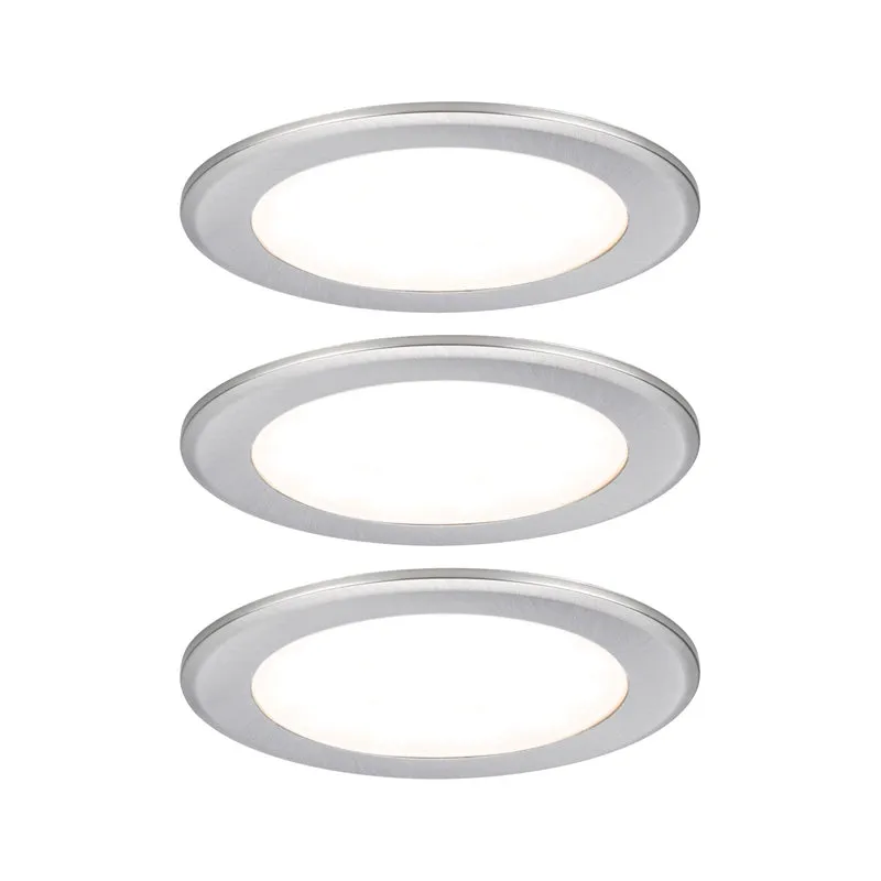 Paulmann LED Möbeleinbauleuchten 3er-Set rund 65mm 3x2,5W 3x180lm 230/12V 3000K Eisen gebürstet