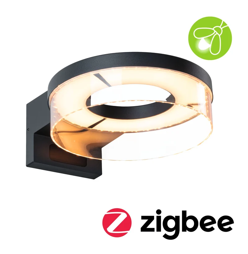 Paulmann LED Außenwandleuchte Capera Dämmerungsgesteuerter Bewegungsmelder (IR) insektenfreundlich Smart Home Zigbee 3.0 IP44 231mm Tunable Warm 12,5W 800lm 230V Anthrazit Aluminium