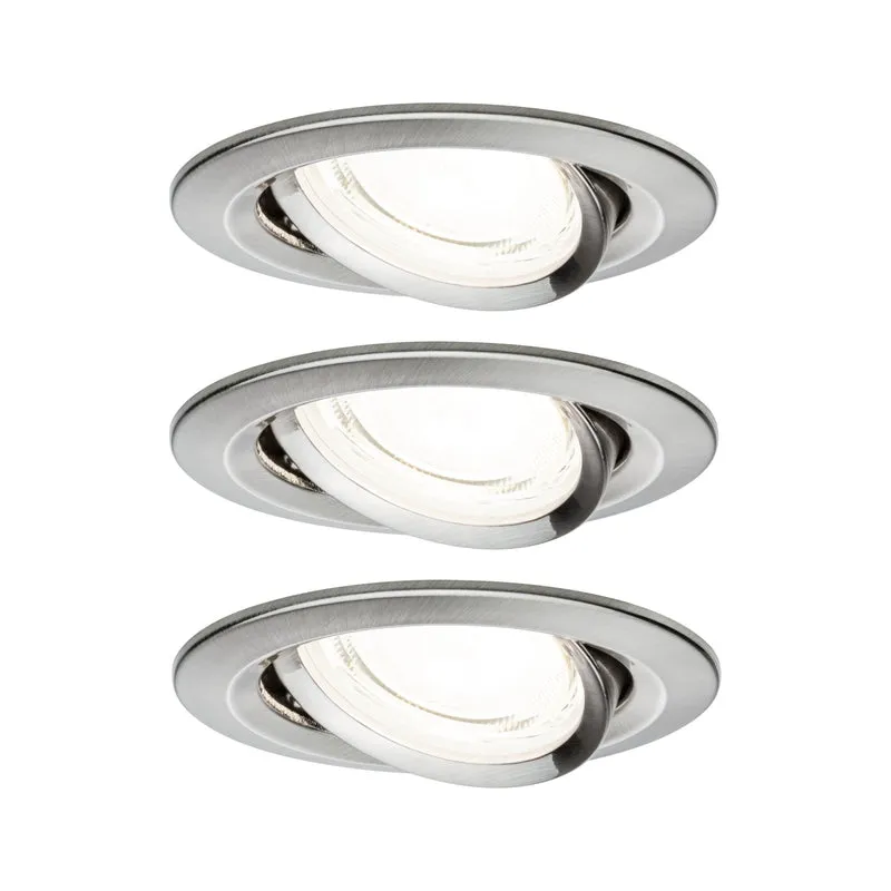 Paulmann LED Einbauleuchte Nova 3er-Set Coin rund 84mm 50° 3x2,8W 3x505lm 230V 4000K Eisen gebürstet