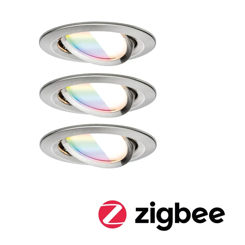Paulmann LED Einbauleuchte Nova Coin rund 84mm 50° RGBW+ 3x6W 3x500lm 230V Eisen gebürstet Aluminium