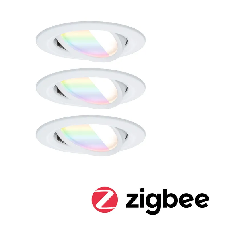 Paulmann LED Einbauleuchte Nova Coin rund 84mm 50° RGBW+ 3x6W 3x500lm 230V Weiß matt Aluminium