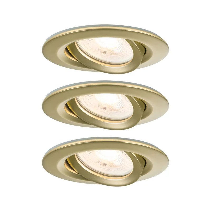 Paulmann LED Einbauleuchte Nova Plus 3er-Set IP65 rund 93mm 30° GU10 3x6W 3x460lm 230V dimmbar 2700K Gold matt