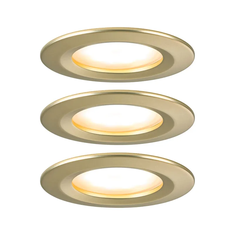 Paulmann LED Einbauleuchte Nova Basisset starr 3-Step-Dim Coin IP44 rund 74mm Coin 3x6W 3x470lm 230V dimmbar 2700K Gold matt