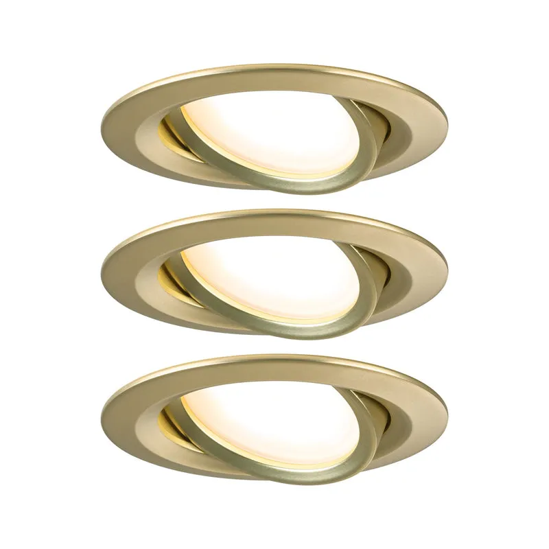 Paulmann LED Einbauleuchte Nova 3er-Set Coin rund 84mm 50° Coin 3x6W 3x470lm 230V 2700K Gold matt