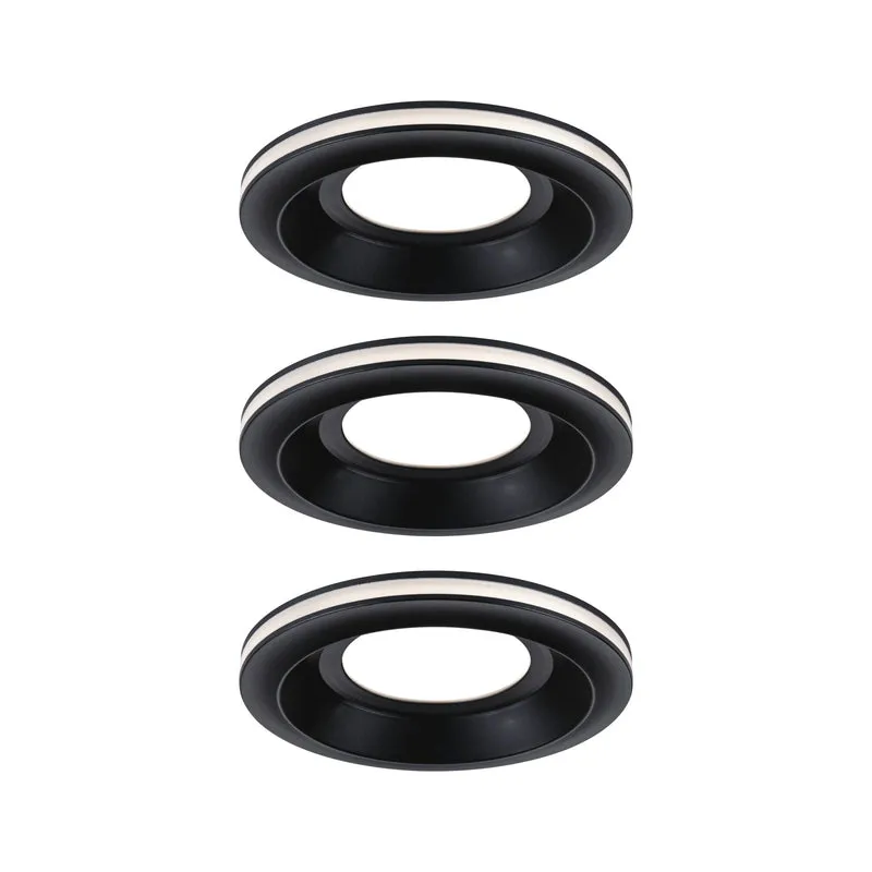 Paulmann LED Einbauleuchte Sormus 3er-Set IP65 rund 100mm 3x4,8W / 1,5W 560lm / 180lm 230V 3000K Schwarz