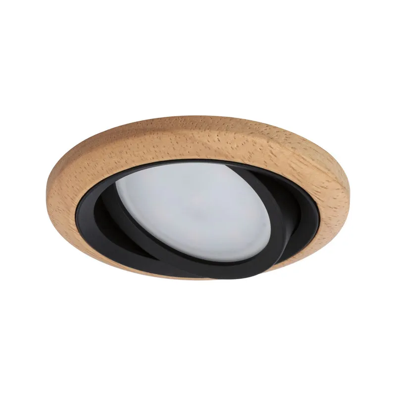 Paulmann LED Einbauleuchte Lanati Einzelspot rund 84mm 30° Coin 6W 470lm 230V 2700K Farbton Eiche geölt#Schwarz matt