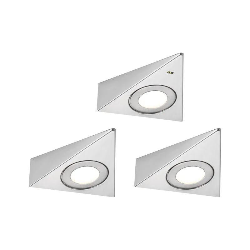 Paulmann LED Unterschrankleuchte Trias Näherungsensor 3er-Set 3x2,7W 135x132mm 3x185lm 230/12V Eisen gebürstet