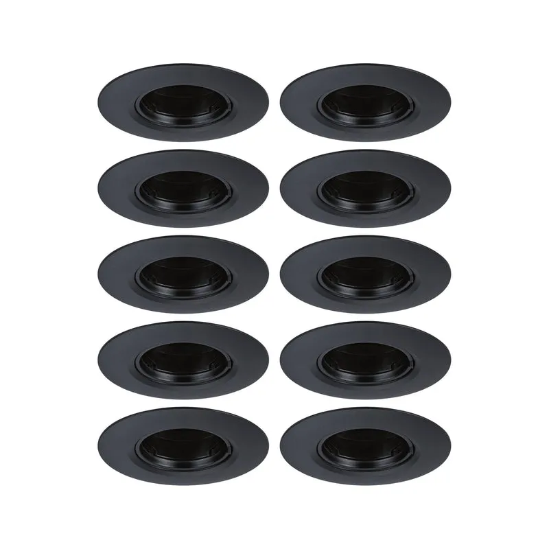 Paulmann Einbauleuchte 10er-Set starr rund 90mm GU10 max. 10x10W 230V dimmbar Schwarz