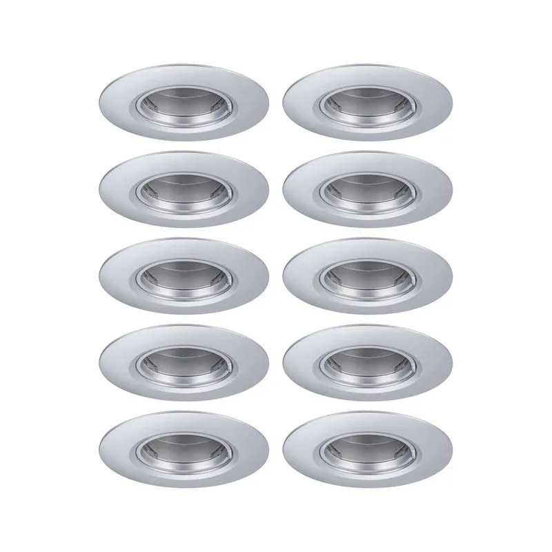 Paulmann Einbauleuchte 10er-Set starr rund 90mm GU10 max. 10x10W 230V dimmbar Chrom matt