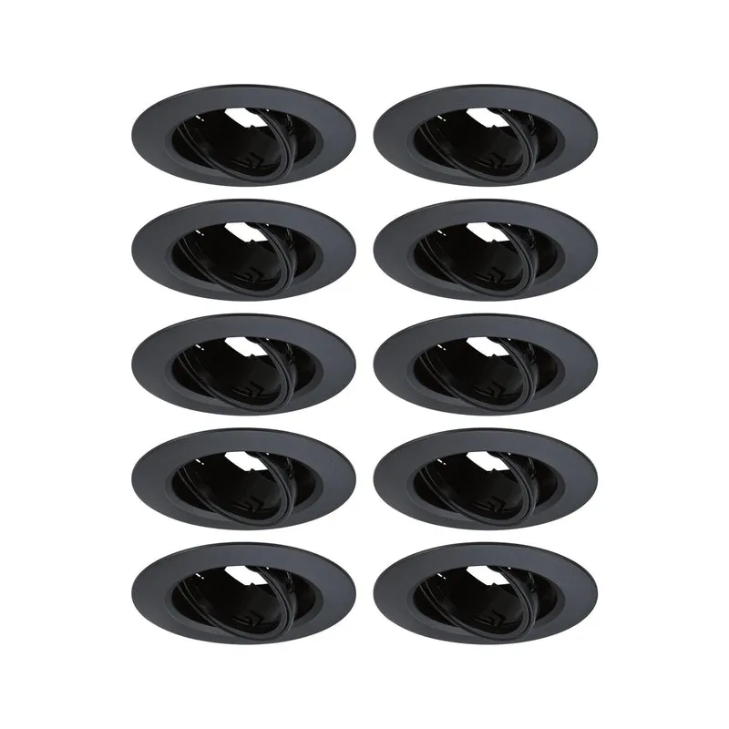 Paulmann Einbauleuchte 10er-Set schwenkbar rund 90mm 30° GU10 max. 10x10W 230V dimmbar Schwarz