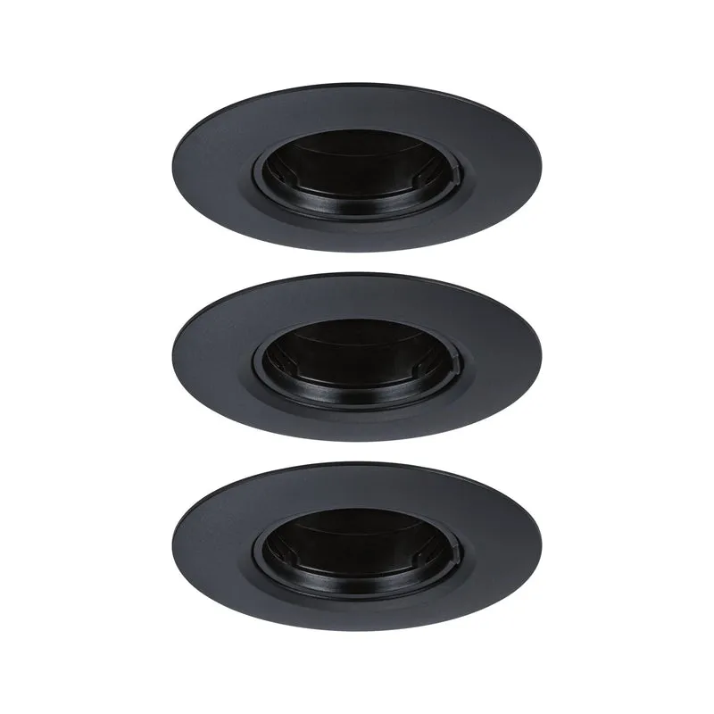 Paulmann Einbauleuchte 3er-Set starr rund 90mm GU10 max. 3x10W 230V dimmbar Schwarz
