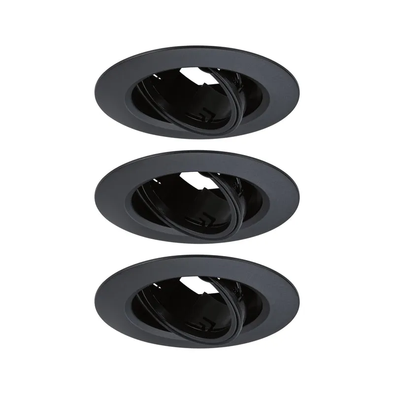 Paulmann Einbauleuchte 3er-Set schwenkbar rund 90mm 30° GU10 max. 3x10W 230V dimmbar Schwarz