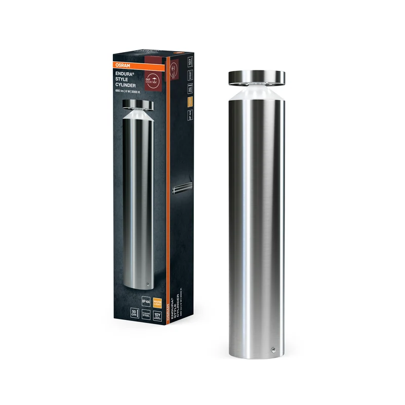 OSRAM ENDURA Style Cylinder Außenwandleuchte 50cm, 6W, 3000K, 660lm, modernes Edelstahl-Design, IP44 für Fassaden und Eingänge