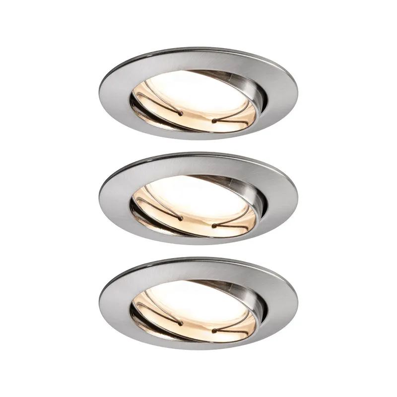 Paulmann EBL Set Coin dim sat rund schwb LED 3x7W 2700K 230V 51mm Eisen geb/Alu Zink