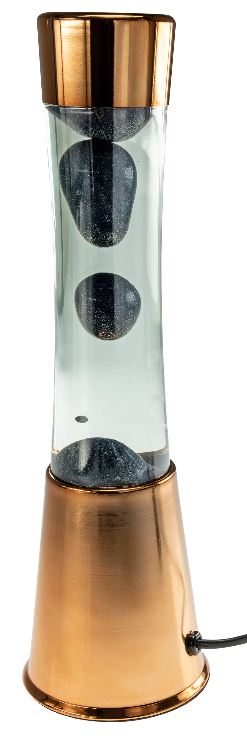 Lavalampe 40cm Wasser: Klar / Wachs: Schwarz Metallic / Body: Kupfer