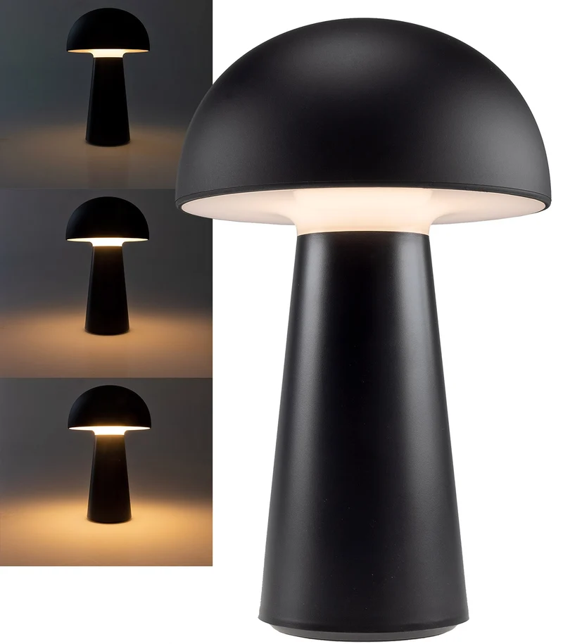 LED Akku-Tischleuchte "Foco Seta" 3000K, IP20, TouchDim, 23cm,matt schwarz