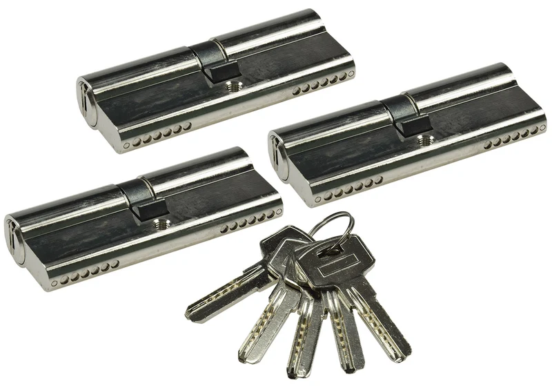 Schließzylinder-Set 3x 80mm (40+40mm) Profil-Zylinder, 5 Sicherheits-Schlüssel