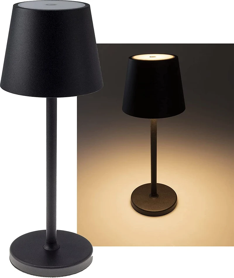LED Akku-Tischleuchte "Foco Tenda" 3000K, IP44, Touchschalter, 30cm,Schwarz