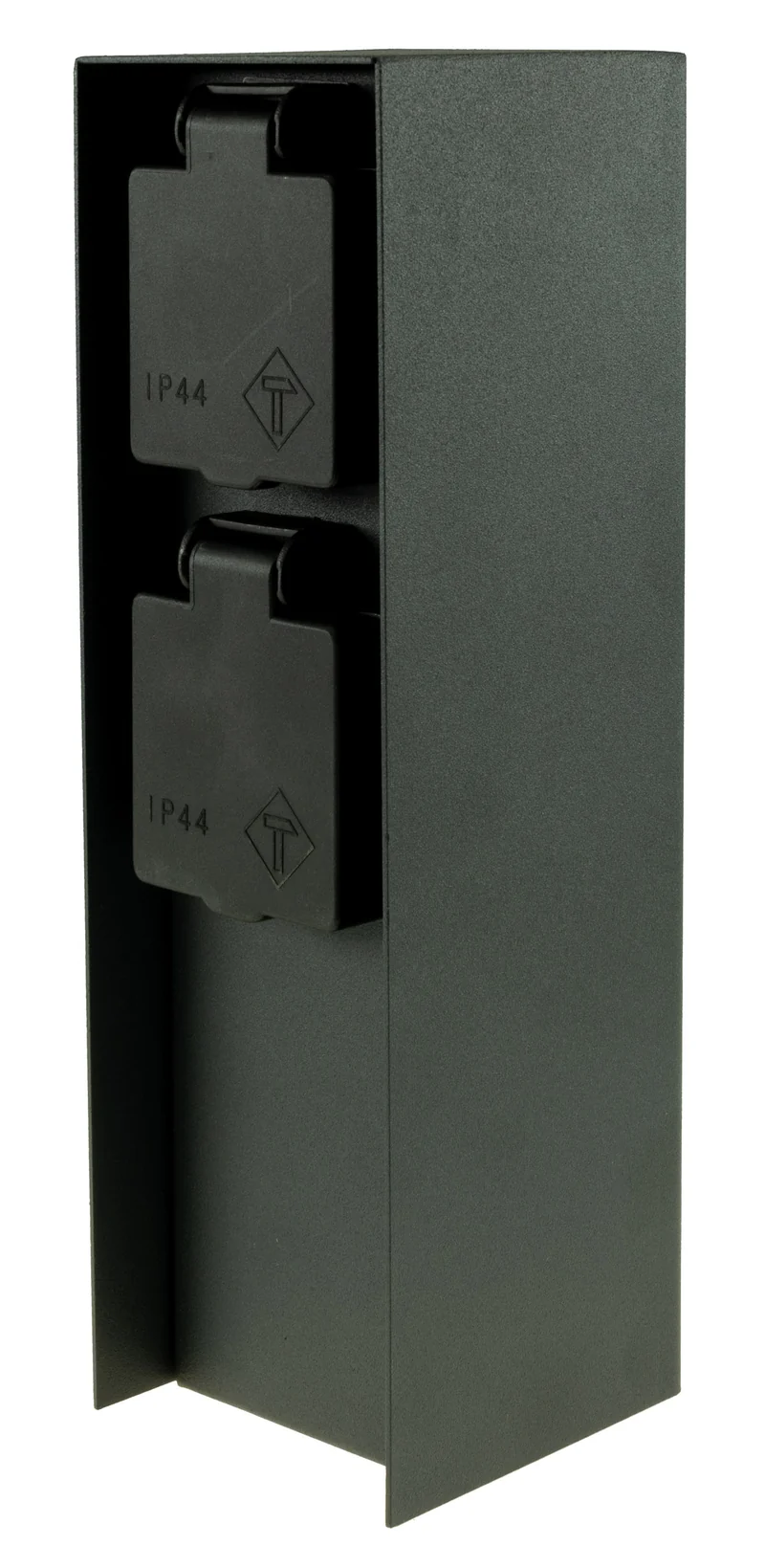 Steckdosensäule 2-fach, IP44, Anthrazit 250V~/ 16A, 8x8x23cm