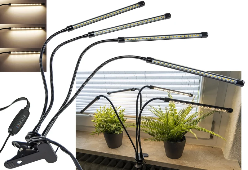 LED Pflanzenlampe "CT-PFL" Vollspektrum 4-fach, Klemmhalter, Kabel-Fernbedienung