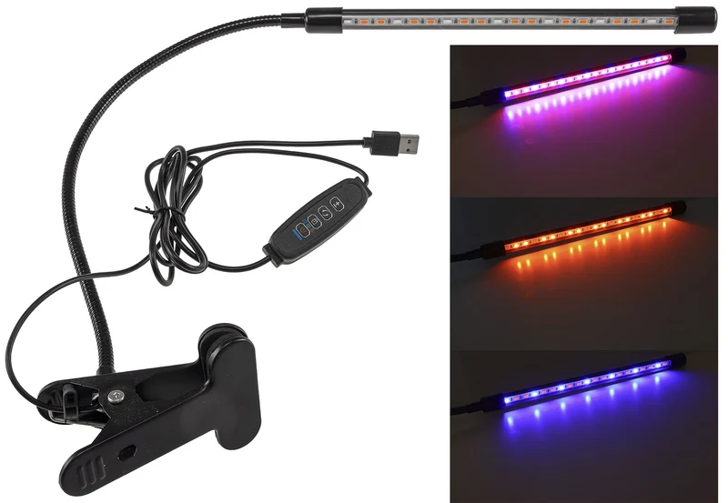 LED Pflanzenlampe "CT-PFL" Rot+Blau 1-fach, Klemmhalter, Kabel-Fernbedienung