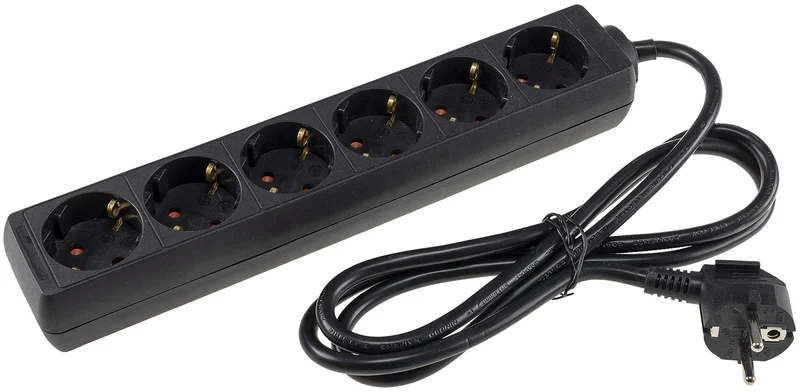 Schutzkontakt-Steckdosenleiste 6-fach 3600W, 1,4mKabel, schwarz
