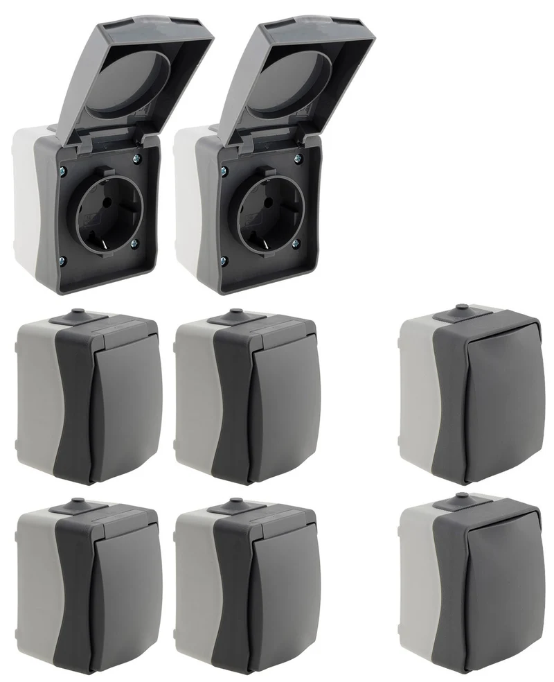 NUQUI Feuchtraum Starter-Kit 8-teilig, IP54, Aufputz, 250V~/ 16A