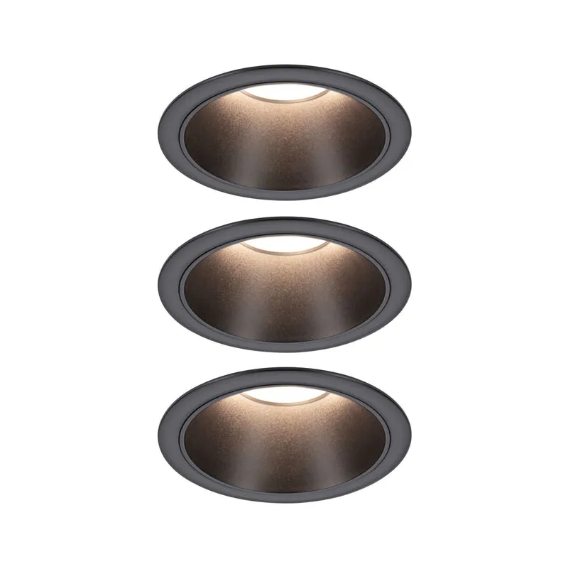 Paulmann LED Einbauleuchte Cole 3er-Set 3-Step-Dim Coin IP44 rund 88mm Coin 3x6W 3x470lm 230V dimmbar 2700K Schwarz