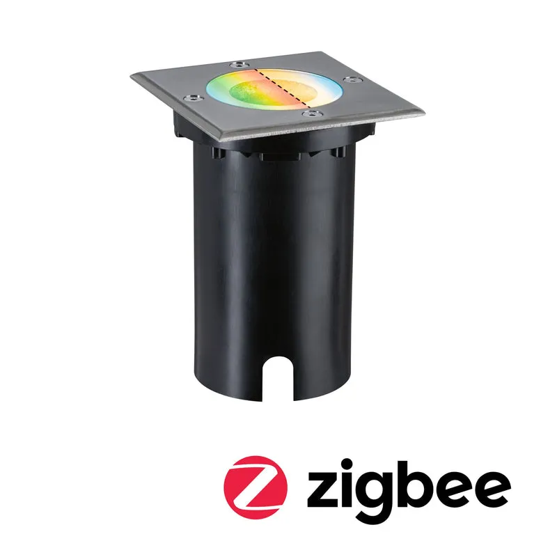 Paulmann LED Bodeneinbauleuchte Floor Smart Home Zigbee 3.0 IP67 eckig 110x110mm RGBW+ 4,9W 300lm 230V Eisen gebürstet Aluminium
