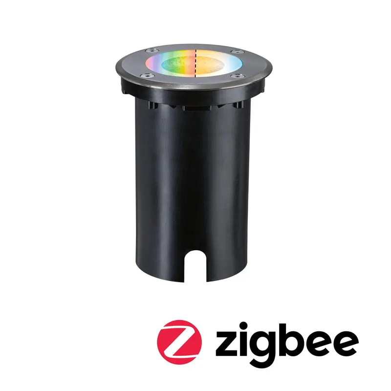 Paulmann LED Bodeneinbauleuchte Floor Smart Home Zigbee 3.0 IP67 rund 110mm RGBW+ 4,9W 300lm 230V Eisen gebürstet Aluminium
