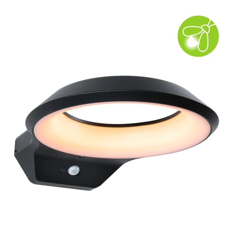 Paulmann LED Außenwandleuchte Anela Dämmerungsgesteuerter Bewegungsmelder (IR) insektenfreundlich IP44 245x309mm 2200K 12W 700lm 230V Anthrazit Aluminium