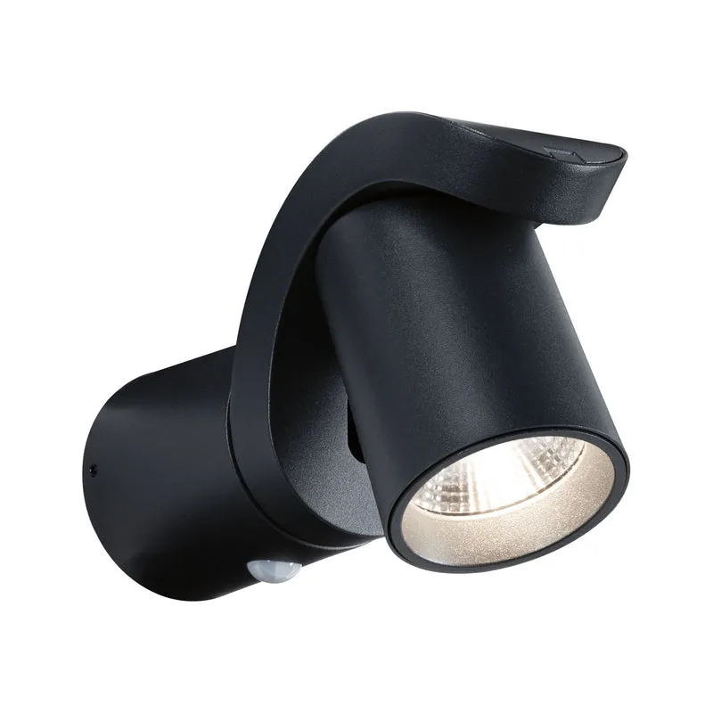 Paulmann LED Außenwandleuchte Cuff Dämmerungsgesteuerter Bewegungsmelder (IR) IP44 76x217mm 3000K 10W 700lm 230V 70° Anthrazit Aluminium