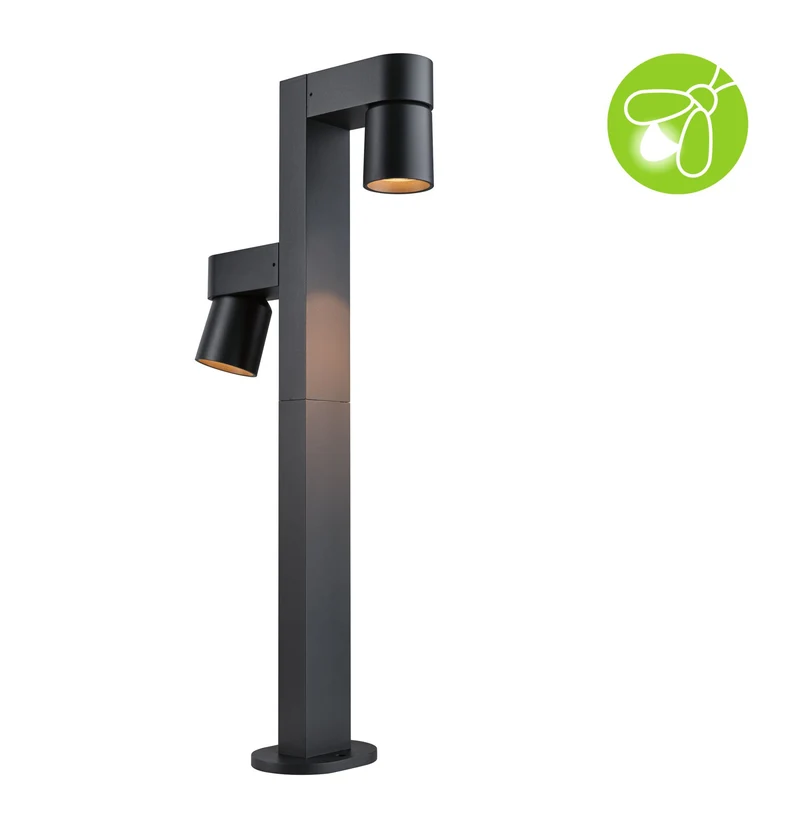 Paulmann LED Pollerleuchte Kimu insektenfreundlich IP44 zylindrisch 822mm 2200K 2x7,8W 720lm / 720lm 230V 70° Anthrazit Aluminium