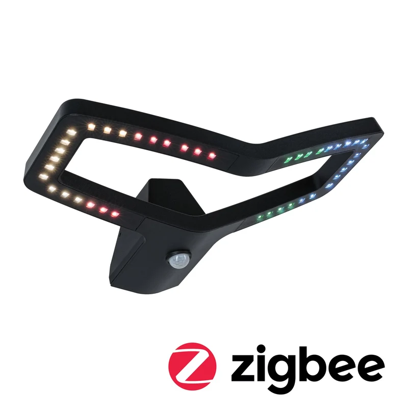Paulmann LED Außenwandleuchte Alara Dämmerungsgesteuerter Bewegungsmelder (IR) Smart Home Zigbee 3.0 IP44 eckig 375x270mm RGBW+ 10W 450lm 230V Anthrazit Metall