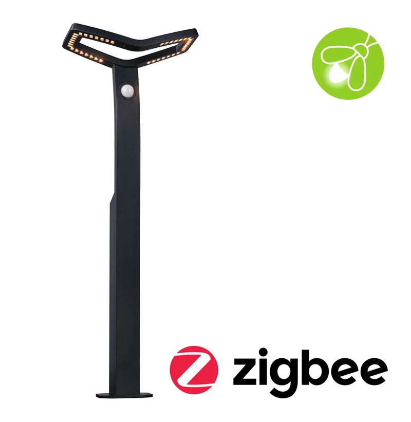 Paulmann LED Pollerleuchte Alara Dämmerungsgesteuerter Bewegungsmelder (IR) insektenfreundlich Smart Home Zigbee 3.0 IP44 eckig 665mm 3000 - 2200K 10W 450lm 230V Anthrazit Metall