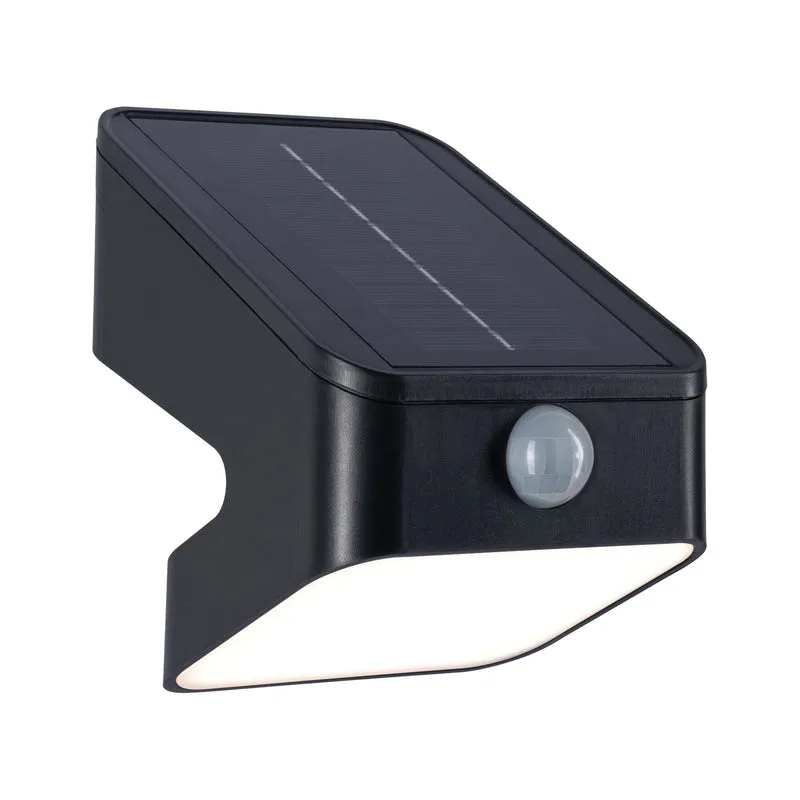 Paulmann Solar LED Wandfluter Lesly Dämmerungsgesteuerter Bewegungsmelder (IR) IP65 eckig 113x126mm 3000K 5,5W 400lm 3,7V Anthrazit Kunststoff