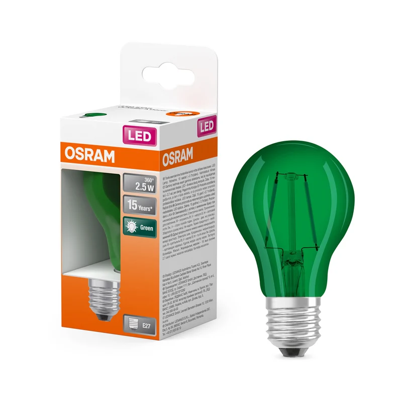 OSRAM LED Lampe LED STAR DÉCOR CLASSIC A 2.5W 175 Green E27, 45 lm, 7500 K, Grün