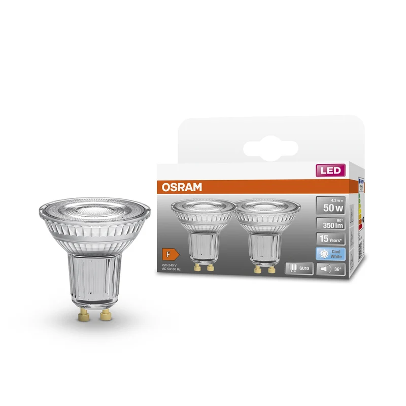 OSRAM LED Reflektor Lampe LED STAR PAR16 4.3W 840 GU10 350 lm, 4000 K, Kaltweiß, 2er Pack